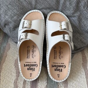 Finn Comfort White Double Buckle Sandals